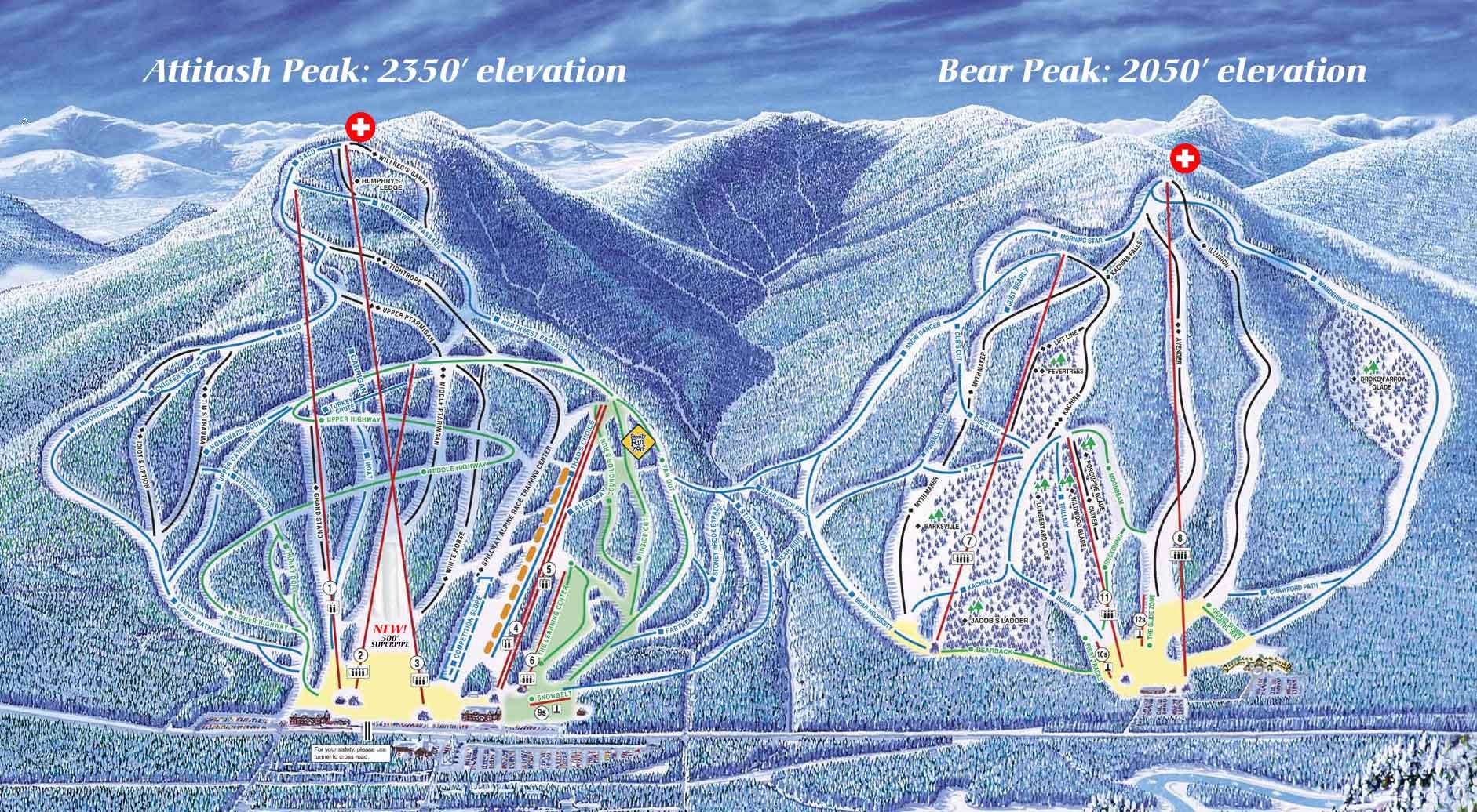 Attitash Bear Peak Piste / Trail Map