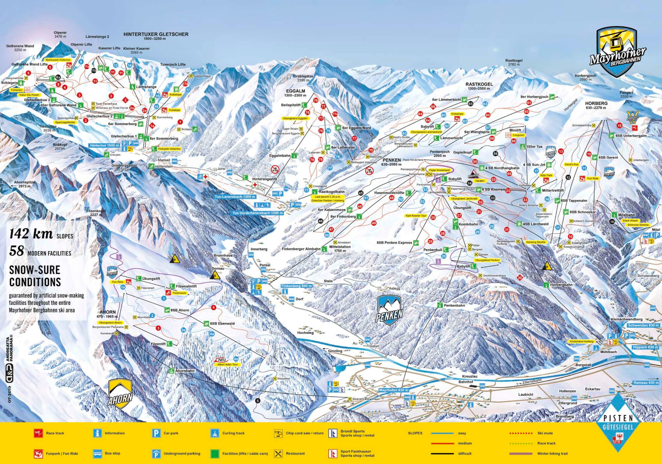 Mayrhofen Mapa da pista / Mapa de trilha