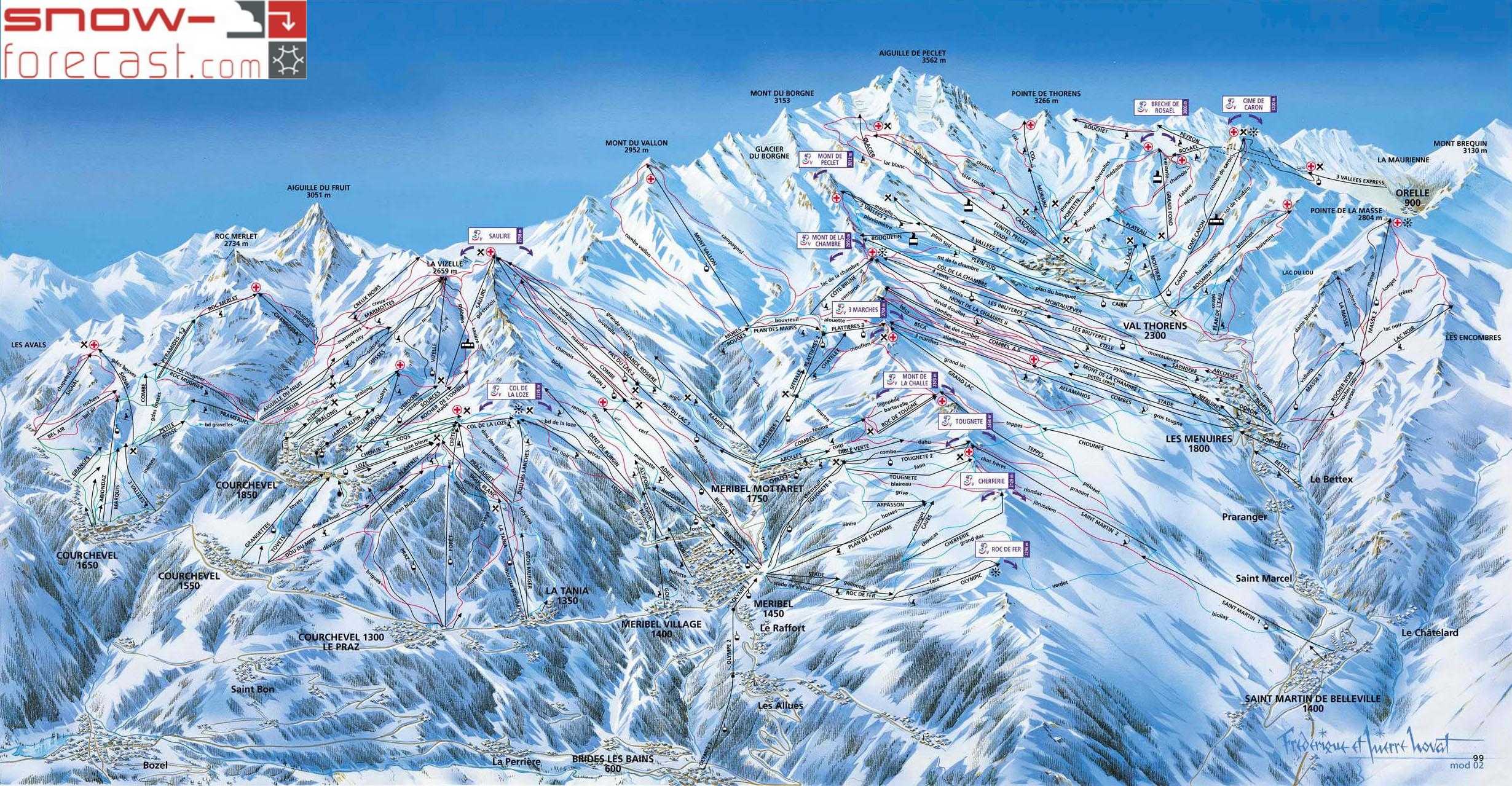St Martin de Belleville Piste / Trail Map