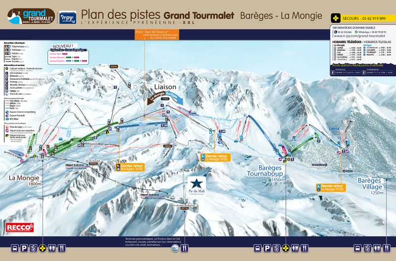 Grand Tourmalet-Bareges/La Mongie Piste / Trail Map