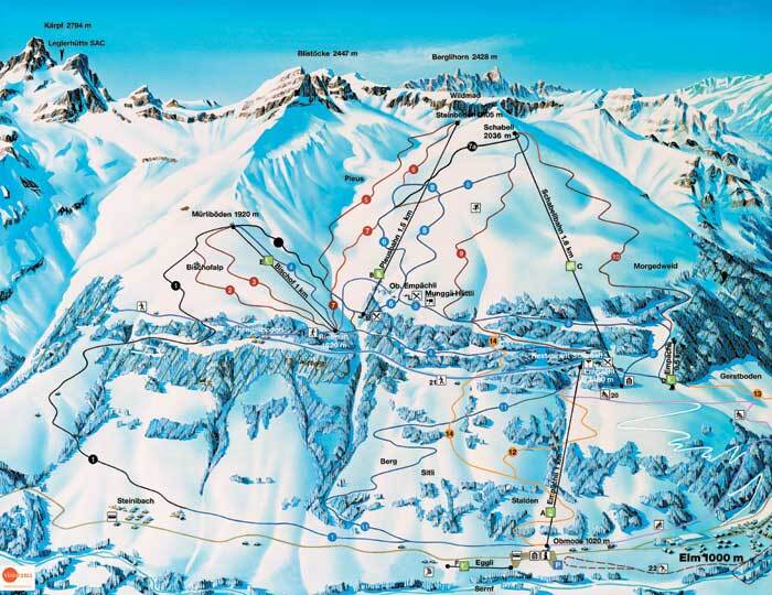 Elm im Sernftal Piste / Trail Map