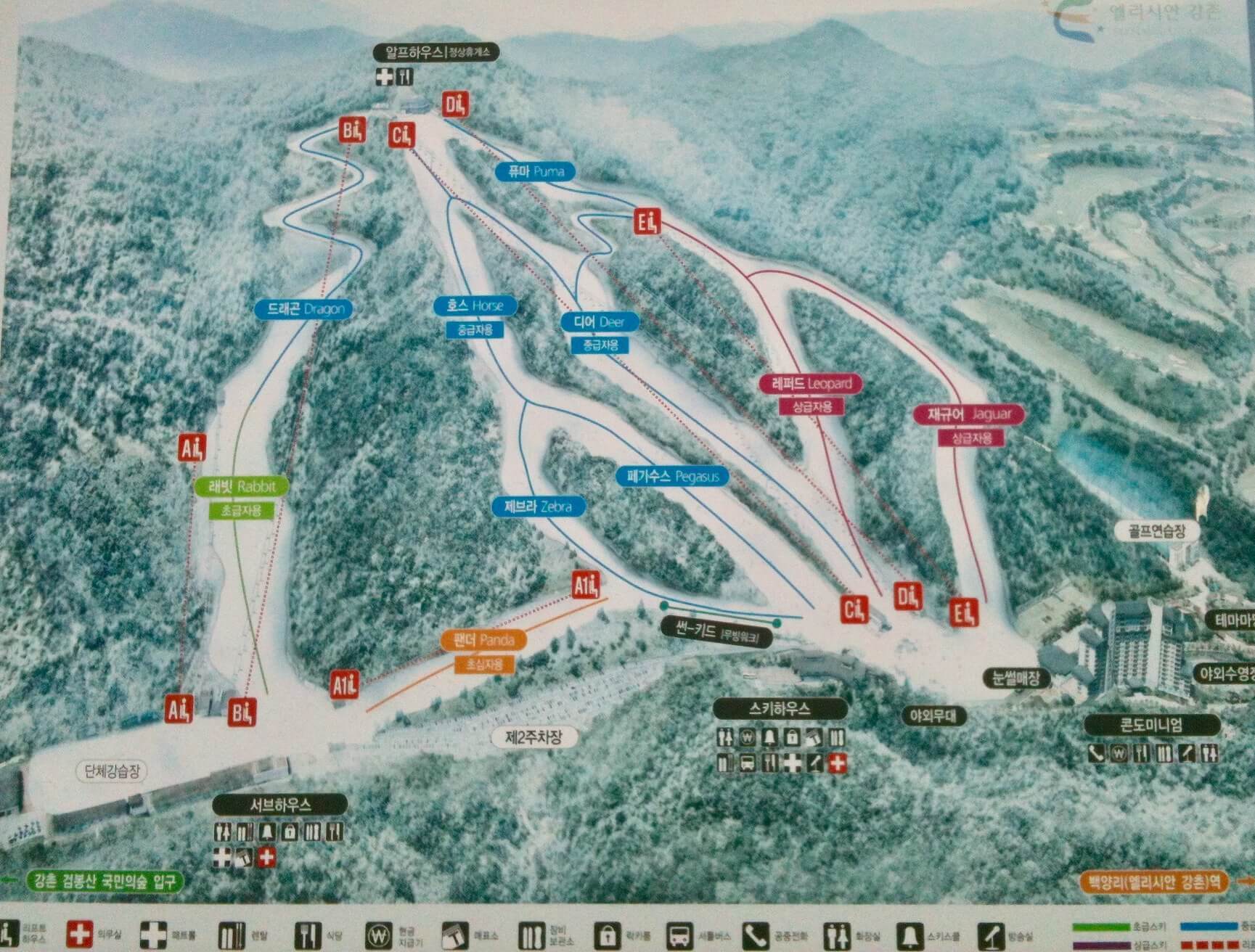Elysian Gangchon Ski Resort Piste / Trail Map