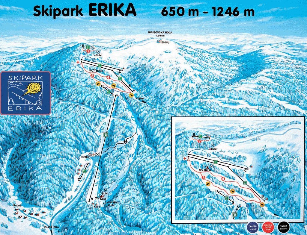 Kojšovsků hoľu/Skipark Erika Piste / Trail Map