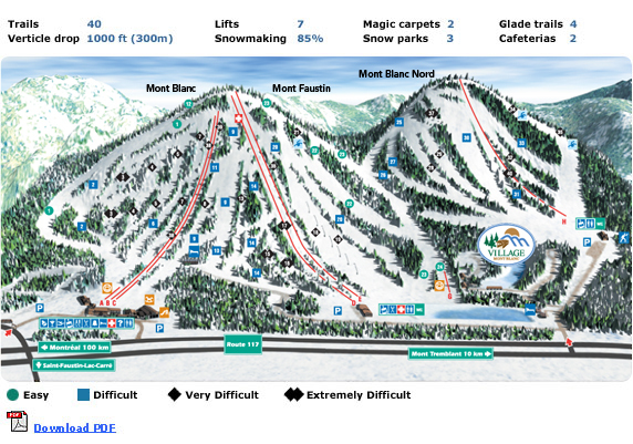 Ski Mont Blanc Quebec Piste / Trail Map