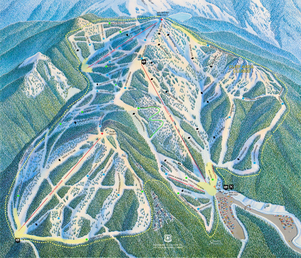 Montana Snowbowl Piste / Trail Map