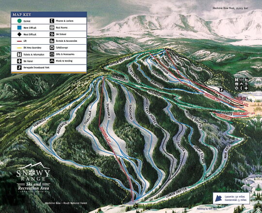 Snowy Range Ski and Recreation Area Piste / Trail Map