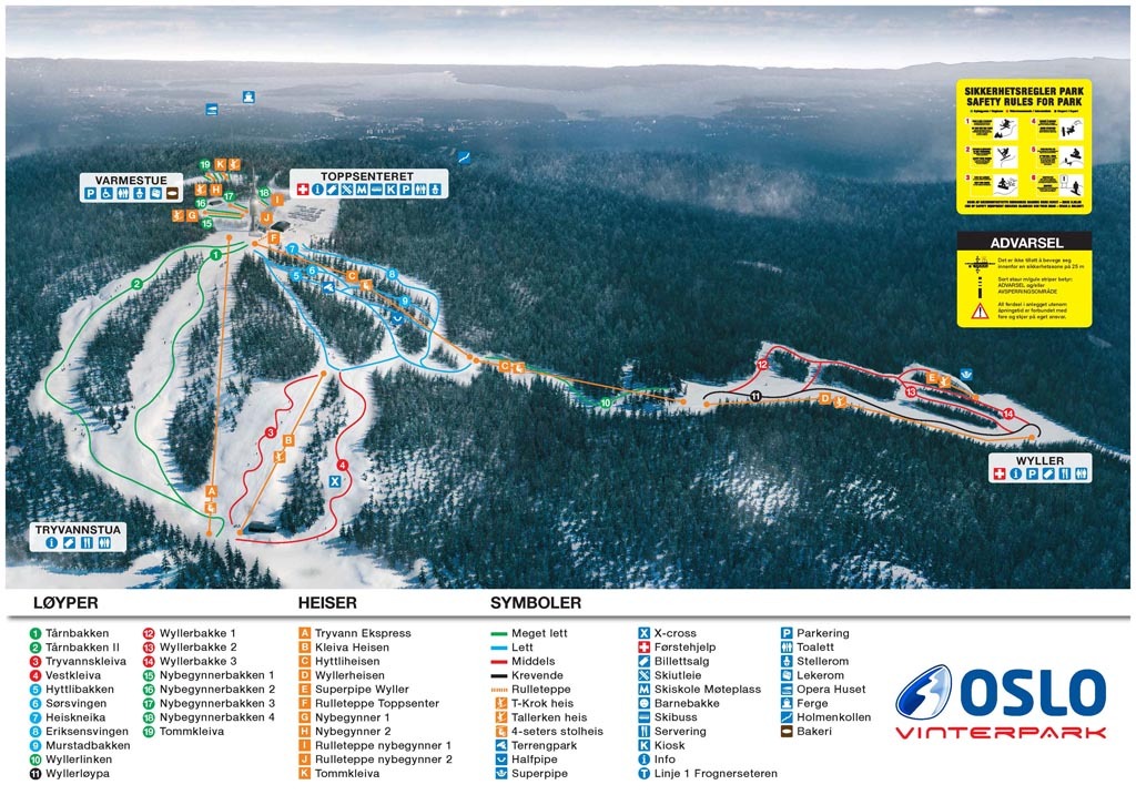 Tryvann Piste / Trail Map