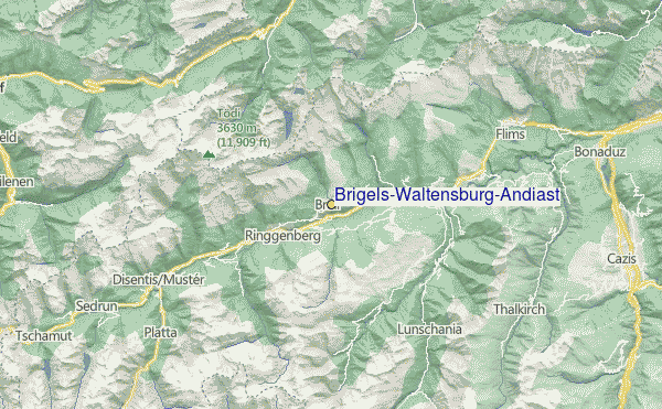 Brigels-Waltensburg-Andiast Location Map
