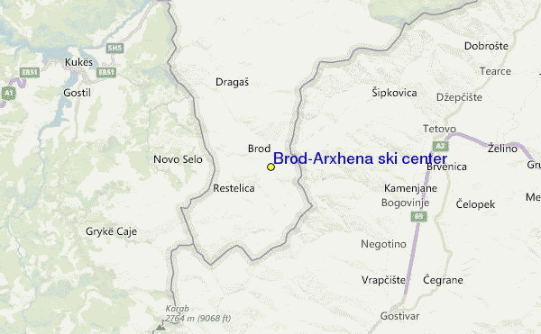 Brod-Arxhena ski center Location Map
