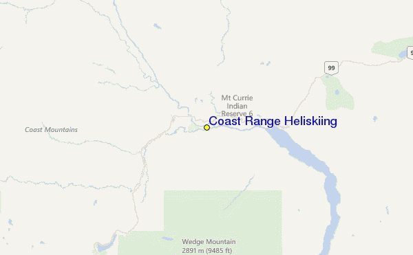 Coast Range Heliskiing Location Map