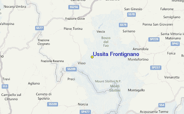 Ussita Frontignano Location Map