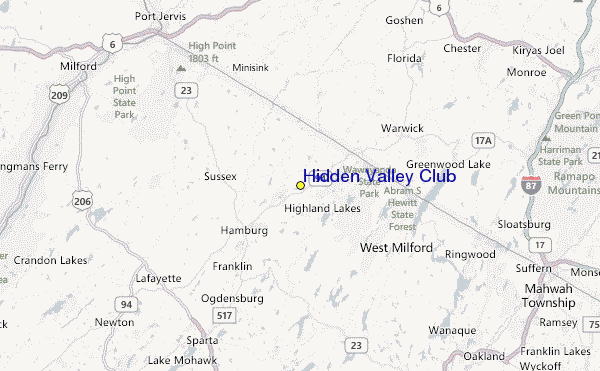 Hidden Valley Club Location Map