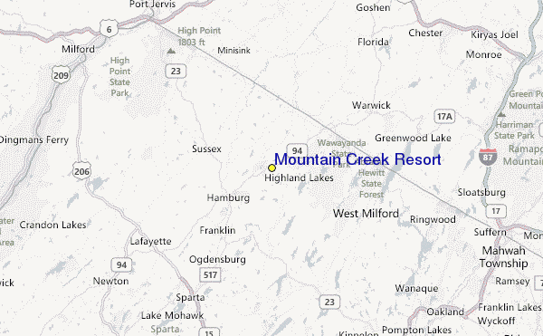 Mountain Creek Resort Location Map