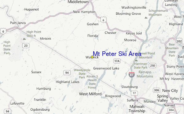 Mt Peter Ski Area Location Map