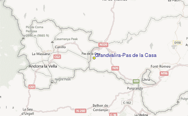 Grandvalira-Pas de la Casa Location Map