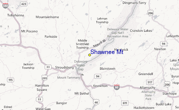Shawnee Mountain Ski Area Location Map