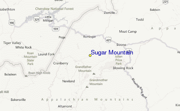 Sugar Mountain Location Map
