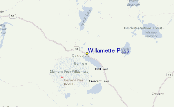 Willamette Pass Location Map