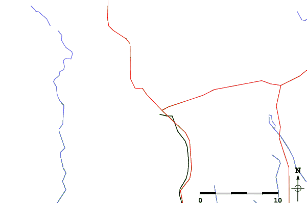Roads and rivers close to Baker Mountain