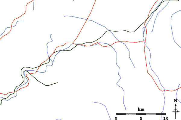 Roads and rivers close to Ski Centrum Brezovica (Slovakia)