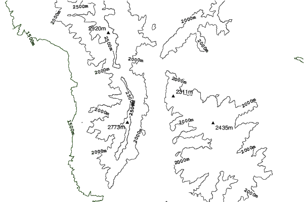 Bridger Bowl neighbourhood contours