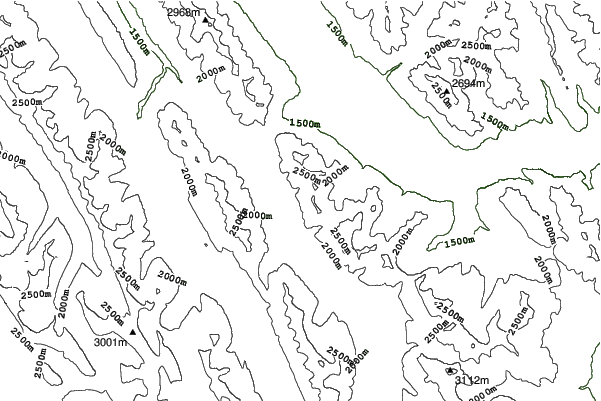 Canmore Nordic Centre neighbourhood contours