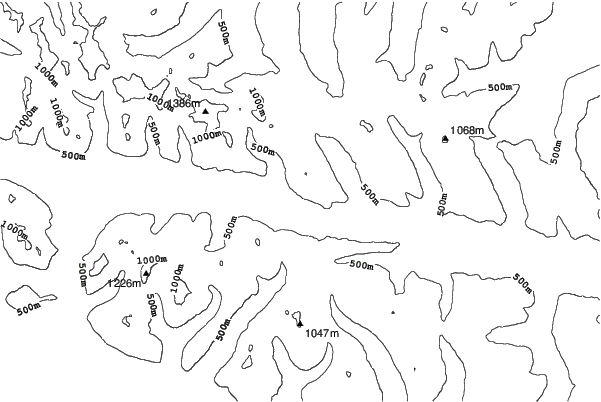Cerro Castor neighbourhood contours
