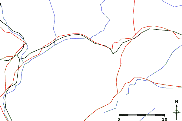 Roads and rivers close to Ceuze Gap