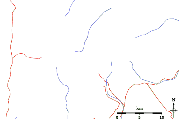 Roads and rivers close to Fox Peak