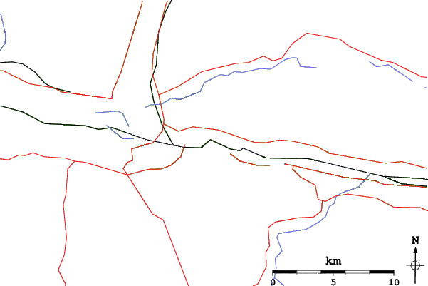 Roads and rivers close to Harper Mountain