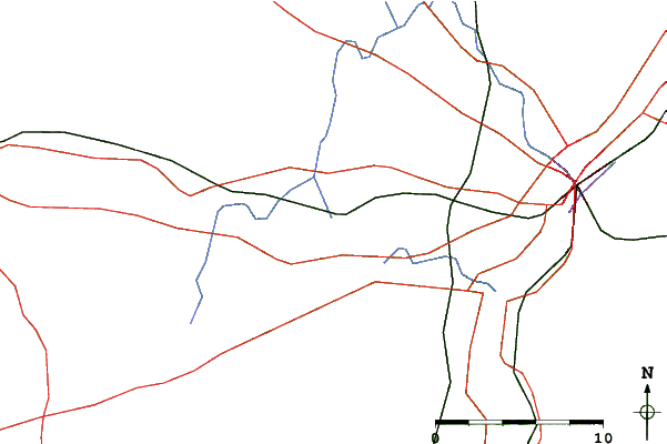 Roads and rivers close to Hermon Mountain