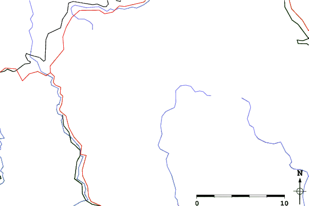 Roads and rivers close to Horní Mísečky - Medvědín