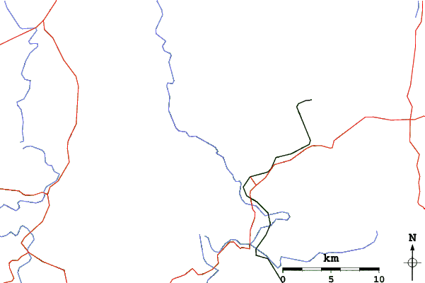 Roads and rivers close to PyeongChang-Jeongseon Alpine Centre