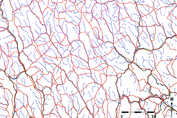 Roads and rivers close to Kläppen