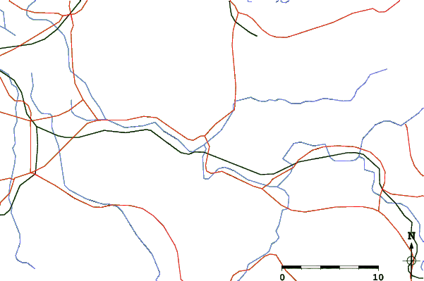 Roads and rivers close to Mikawa Onsen