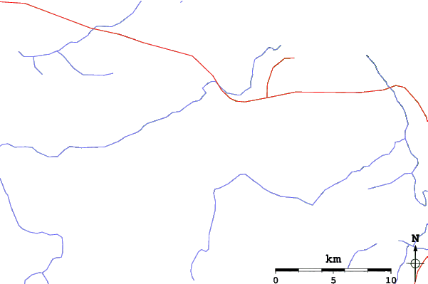 Roads and rivers close to Mont Edouard