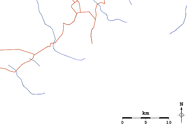 Roads and rivers close to Mount Roon