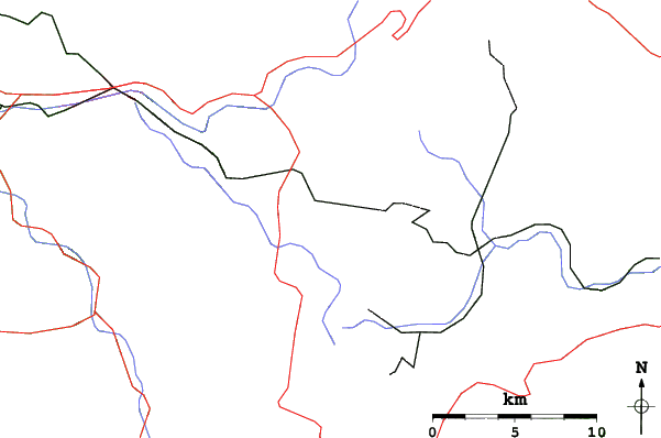 Roads and rivers close to Ravna Planina