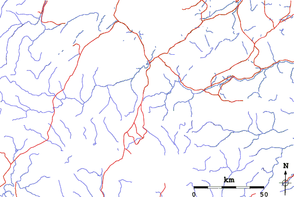 Roads and rivers close to Saariselka