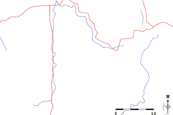 Roads and rivers close to Scaly Mountain