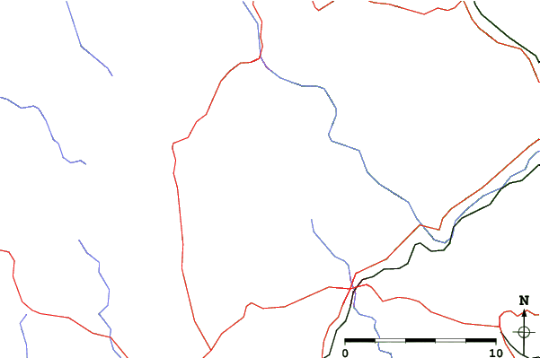 Roads and rivers close to Suchá Rudná - Andělská hora (Annaberg)