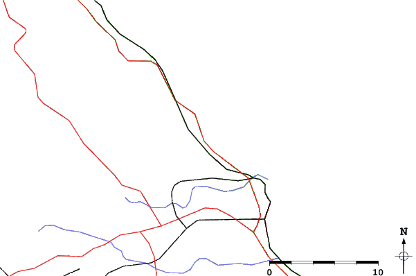 Roads and rivers close to Sugarloaf Ski Lodge (Michigan)