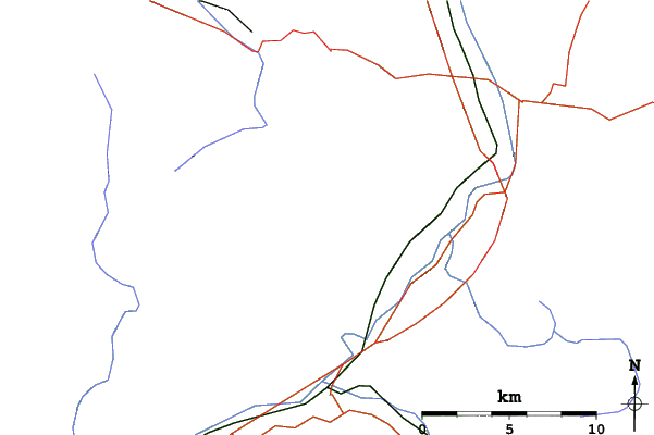 Roads and rivers close to Tirolina - Hinterthiersee