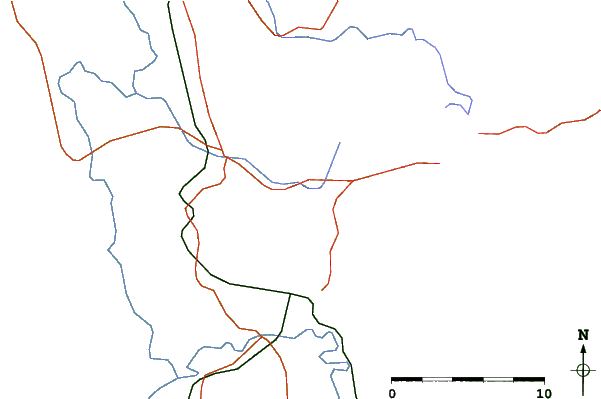 Roads and rivers close to Toyotomi Onsen Choei