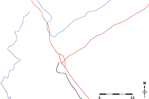 Roads and rivers close to Wolf Ridge Ski Resort