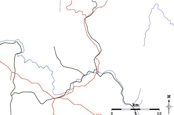 Roads and rivers close to Zwiesel/Rabenstein